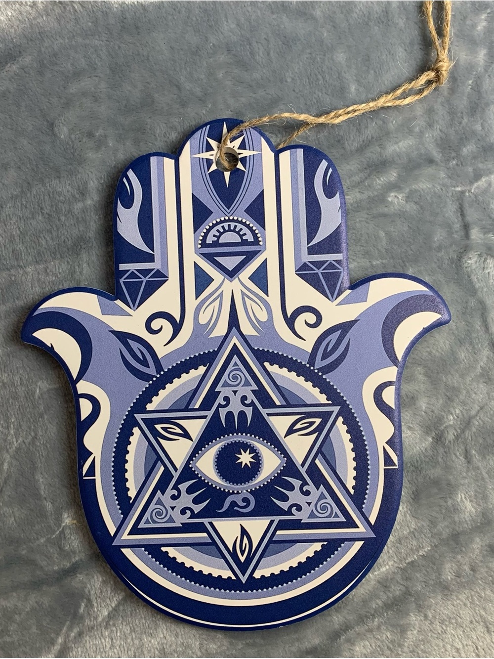 Hamsa Hand Wall Hanging Trivet with Geometric Eye Design